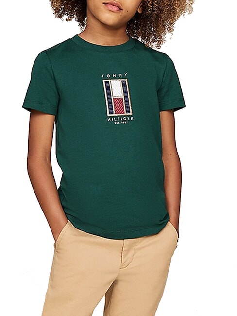 TOMMY HILFIGER TH KIDS Kinder-Baumwoll-T-Shirt Ziergrün - Kinder-T-Shirt