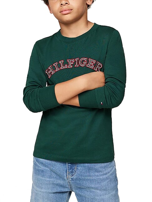 TOMMY HILFIGER TH KIDS Langärmliges Baumwoll-T-Shirt Ziergrün - Kinder-T-Shirt