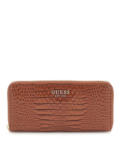 GUESS LAUREL Cocco Geldbörse mit Rundum-Reißverschluss COGNAC - Brieftaschen Damen