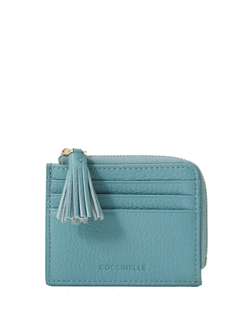 COCCINELLE TASSEL Kartenetui mit Reißverschluss aus gehämmertem Leder arktisches Blau - Brieftaschen Damen