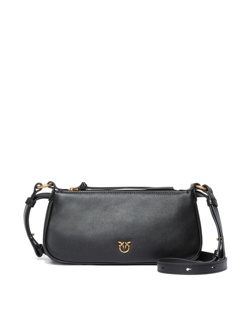 PINKO HALF MOON Kleine Umhängetasche aus Leder schwarz-antikgold - Damentaschen
