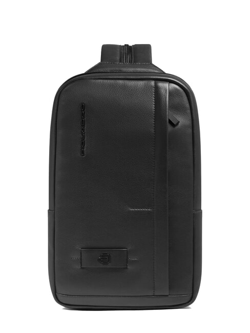 PIQUADRO W137 One-Shoulder-Rucksack aus Leder Schwarz - PC-Rucksäcke