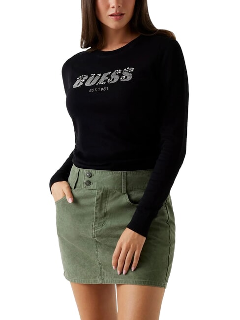 GUESS REYNA LOGO Rundhalspullover mit Applikationen jetbla - Damenpullover