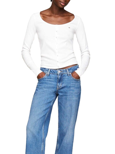TOMMY HILFIGER TH JEANS Strickjackenbluse Weiß - T-Shirts und Tops für Damen