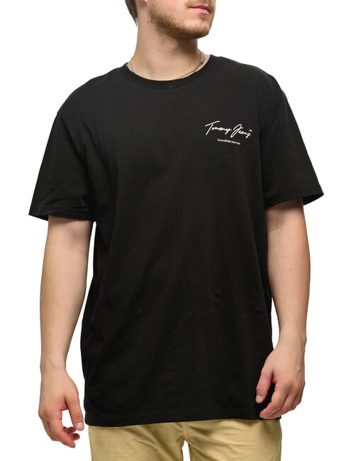 TOMMY HILFIGER TH JEANS Signature Baumwoll-T-Shirt Schwarz - Herren-T-Shirts