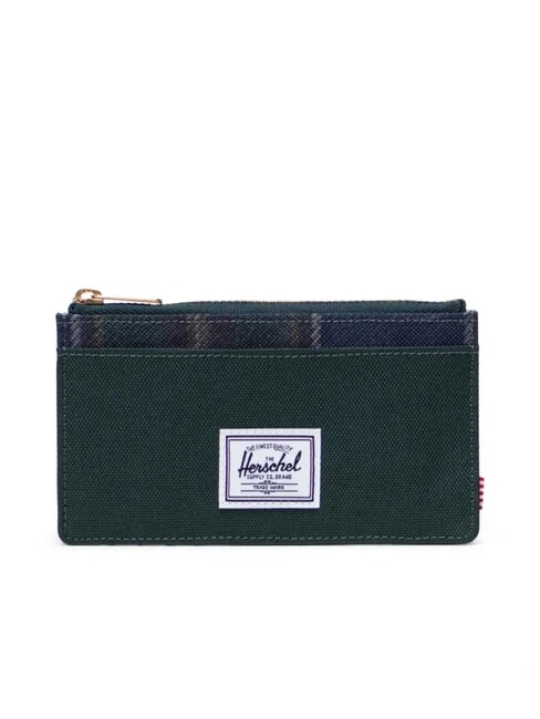 HERSCHEL OSCAR Flaches Kartenetui mit Münzfach Dunkelstes Fichten-Winterplaid - Brieftaschen Damen
