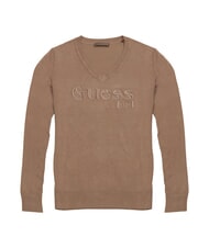 GUESS SAYLOR LOGO  Pullover Seide Taupe - Damenpullover - 1
