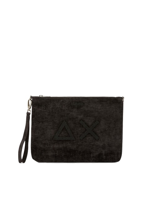 SUN68 VELVET Clutch mit Polyserin und Schultergurt Schwarz - Damentaschen