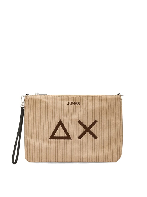 SUN68 CORDUROY Clutch mit Handgelenk- und Schultergurt Beige - Damentaschen