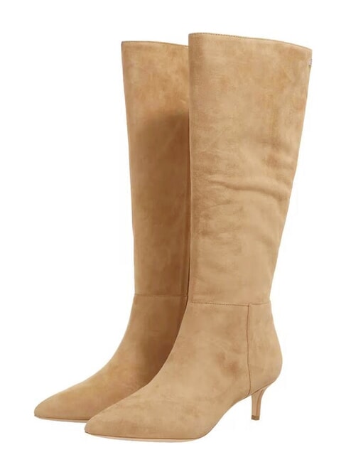 RALPH LAUREN MCKAY Hohe Wildlederstiefel mit niedrigem Absatz Kamel - Damenschuhe