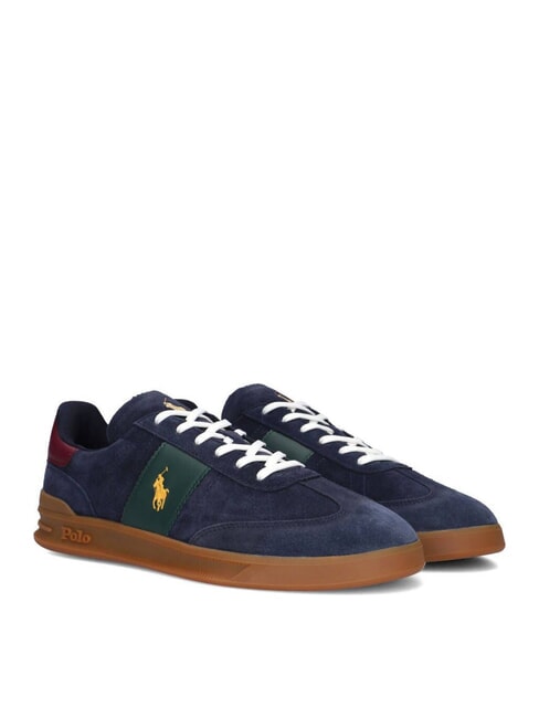 RALPH LAUREN HERITAGE AERA Sneakers aus Wildleder Marineblau/Weinrot/Waldgrün - Herrenschuhe