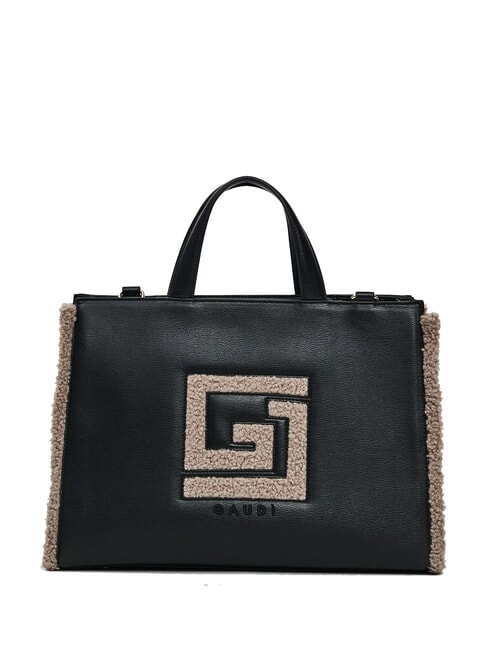 GAUDÌ EMILY FUR Handtasche mit Schultergurt schwarz/taupe - Damentaschen