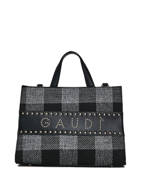 GAUDÌ EDA Tartan-Handtasche mit Schultergurt SCHWARZ - Damentaschen