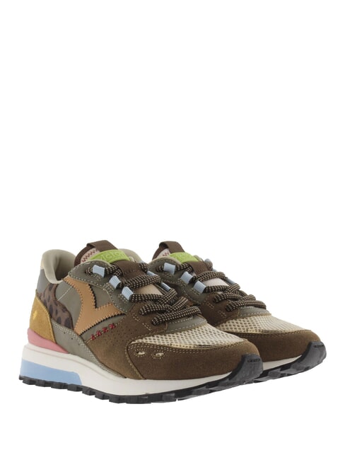 VICTORIA LUNA Patchwork-Sneaker mit gezackter Sohle Schokolade - Damenschuhe