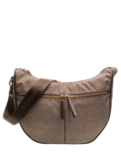 BORBONESE LUNA BAG Flexos Zip natur op/dunkelbraun - Damentaschen