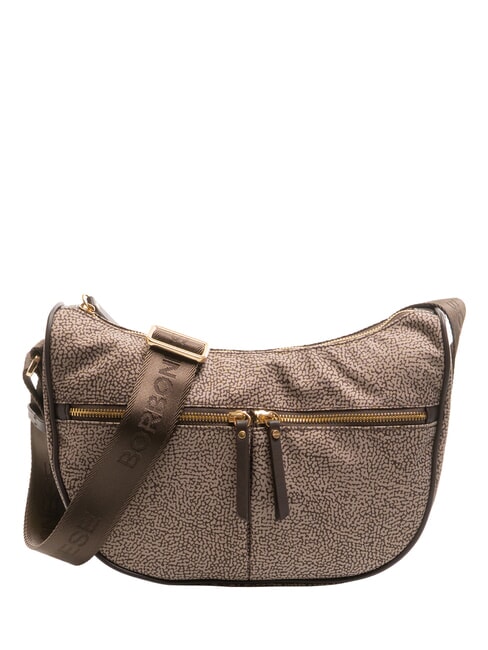 BORBONESE LUNA BAG M Flexos Zip natur op/dunkelbraun - Damentaschen