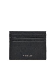 CALVIN KLEIN FOIL EMBOSS  Flaches Kartenetui aus Leder auf Schwarz - Brieftaschen Herren - 1