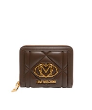 LOVE MOSCHINO EMBOSSED Kompakte Geldb&ouml;rse mit Rundum-Rei&szlig;verschluss Schokolade - Brieftaschen Damen - 1