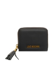 LOVE MOSCHINO ESSENTIAL Kleine Geldb&ouml;rse mit Quaste und Rundum-Rei&szlig;verschluss Schwarz - Brieftaschen Damen - 1