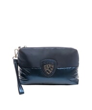 BLAUER PADDED NYLON Weiche Clutch mit Strass-Logo NAVY BLAU - Damentaschen - 1