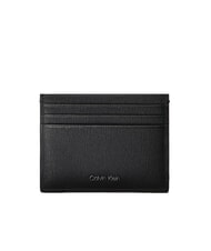 CALVIN KLEIN LOGO HARDWARE SAFFIANO Kreditkartenetui aus Leder auf Schwarz - Brieftaschen Herren - 1