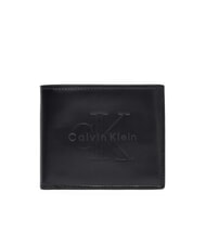 CALVIN KLEIN BOLD LOGO Ledergeldb&ouml;rse mit M&uuml;nzfach auf Schwarz - Brieftaschen Herren - 1