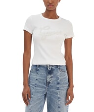 GUESS STUDS SCRIPT Schmal geschnittenes Kurzarm-T-Shirt - T-Shirts und Tops f&uuml;r Damen