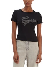 GUESS STUDS SCRIPT Schmal geschnittenes Kurzarm-T-Shirt - T-Shirts und Tops f&uuml;r Damen