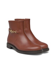 TOMMY HILFIGER TH CHAIN Niedrige Lederstiefeletten mit Rei&szlig;verschluss Cognacbraun - Damenschuhe - 1
