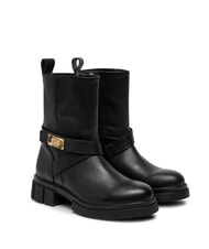 TOMMY HILFIGER BIKER Lederstiefeletten mit Schnalle Schwarz - Damenschuhe - 1