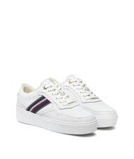 TOMMY HILFIGER STRIPES PLATFORM High-Top-Sneaker aus Leder Ecru - Damenschuhe - 1