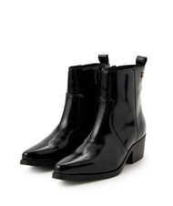 TOMMY HILFIGER TH COWBOY Texanische Stiefel aus gl&auml;nzendem Leder - Damenschuhe