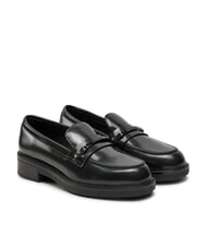CALVIN KLEIN LOAFER BAR SAFF Lederslipper mit Saffiano-Einsatz Schwarz - Damenschuhe - 1
