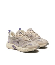 CALVIN KLEIN RETRO TENNIS Sneakers aus Mesh und Wildleder Beige - Damenschuhe - 1