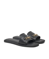TOMMY HILFIGER TH Lederpantoffeln mit Logo Schwarz - Damenschuhe - 1