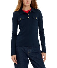 TOMMY HILFIGER TH Schmal geschnittenes, lang&auml;rmeliges Poloshirt - Damen-Polo-Shirts/Damen-Polo-Shirt/Damenpoloshirt/Damenpoloshirts