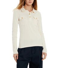 TOMMY HILFIGER TH Schmal geschnittenes, lang&auml;rmeliges Poloshirt Elfenbeinbl&uuml;tenblatt - Damen-Polo-Shirts/Damen-Polo-Shirt/Damenpoloshirt/Damenpoloshirts - 1