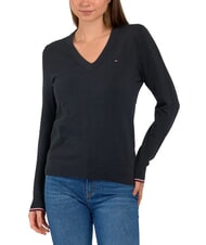 TOMMY HILFIGER TH Damenpullover mit V-Ausschnitt ck schwarz - Damenpullover - 1