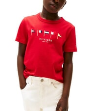 TOMMY HILFIGER TH KIDS Kurz&auml;rmeliges Baumwoll-T-Shirt Prim&auml;rrot - Kinder-T-Shirt - 1