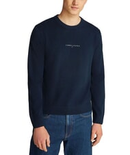 TOMMY HILFIGER TH JEANS Rundhalspullover mit Logostickerei - Herrenpullover