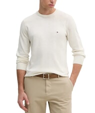 TOMMY HILFIGER TH Pullover aus Leinenmischgewebe mit Rundhalsausschnitt Elfenbeinbl&uuml;tenblatt - Herrenpullover - 1