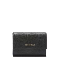COCCINELLE METALLIC SOFT Kartenetui aus geh&auml;mmertem Leder Schwarz - Brieftaschen Damen - 1