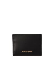 BORBONESE LETTERING Flacher Kartenhalter aus Leder Schwarz - Brieftaschen Damen - 1