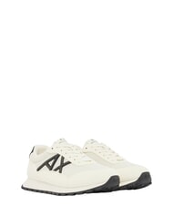 ARMANI EXCHANGE DROP MICROSUEDE Sneaker mit kontrastierendem Logo Cremewei&szlig; + Schwarz - Herrenschuhe - 1