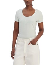 GUESS SCRIPT Baumwoll-T-Shirt nebliges Blaugr&uuml;n - T-Shirts und Tops f&uuml;r Damen - 1