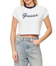 GUESS SCRIPT CROP Kurzes T-Shirt purwei&szlig; - T-Shirts und Tops f&uuml;r Damen - 1