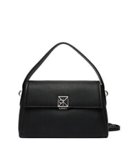 CALVIN KLEIN HARDWARE EMBLEM PEBB Handtasche mit Schulterriemen auf Schwarz - Damentaschen - 1