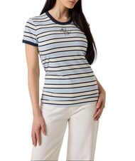 GUESS STRIPED MINI 4G LOGO Gestreiftes T-Shirt Cremewei&szlig; und Schatten - T-Shirts und Tops f&uuml;r Damen - 1