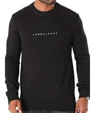 TOMMY HILFIGER TH JEANS Rundhals-Baumwollpullover Schwarz - Herrenpullover - 1