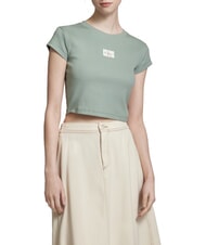 CALVIN KLEIN WOVEN LABEL Kurz&auml;rmeliges Baumwoll-T-Shirt - T-Shirts und Tops f&uuml;r Damen